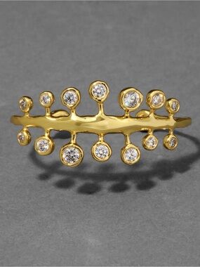 NEW Alexis Bittar Asterales Modernist Cuff Bracelet 14K g.p. Clear SB13